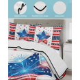 thumbnail image 3 of Quilts Queen Size Bedding Set, Patriotic USA Flag Reversible Summer Quilt 3 Pieces, Memorial Blue Red Star Lines Lightweight Bedspreads Coverlets with 2 Pillow Shams for All Seasons, 3 of 5