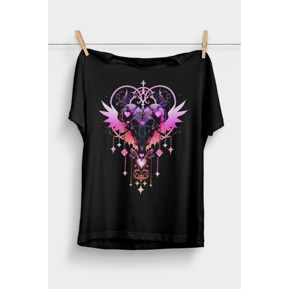Pastel Goth Skull T-Shirt | Alt Aesthetic Clothing | Creepy Cute Shirt | Yume Kawaii Goth Clothes | Edgy Gothic | Dark Academia