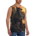 thumbnail image 2 of Xecao Sunset Meditating Doberman Print Men's Tank Top: Sleek Sleeveless Tee for Casual Sports and Beach Occasions-Small, 2 of 7