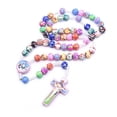 thumbnail image 3 of 2PCS Kids Colorful Rosary Necklace Catholic Holy Christ Cross Prayer Beads Decor, 3 of 9