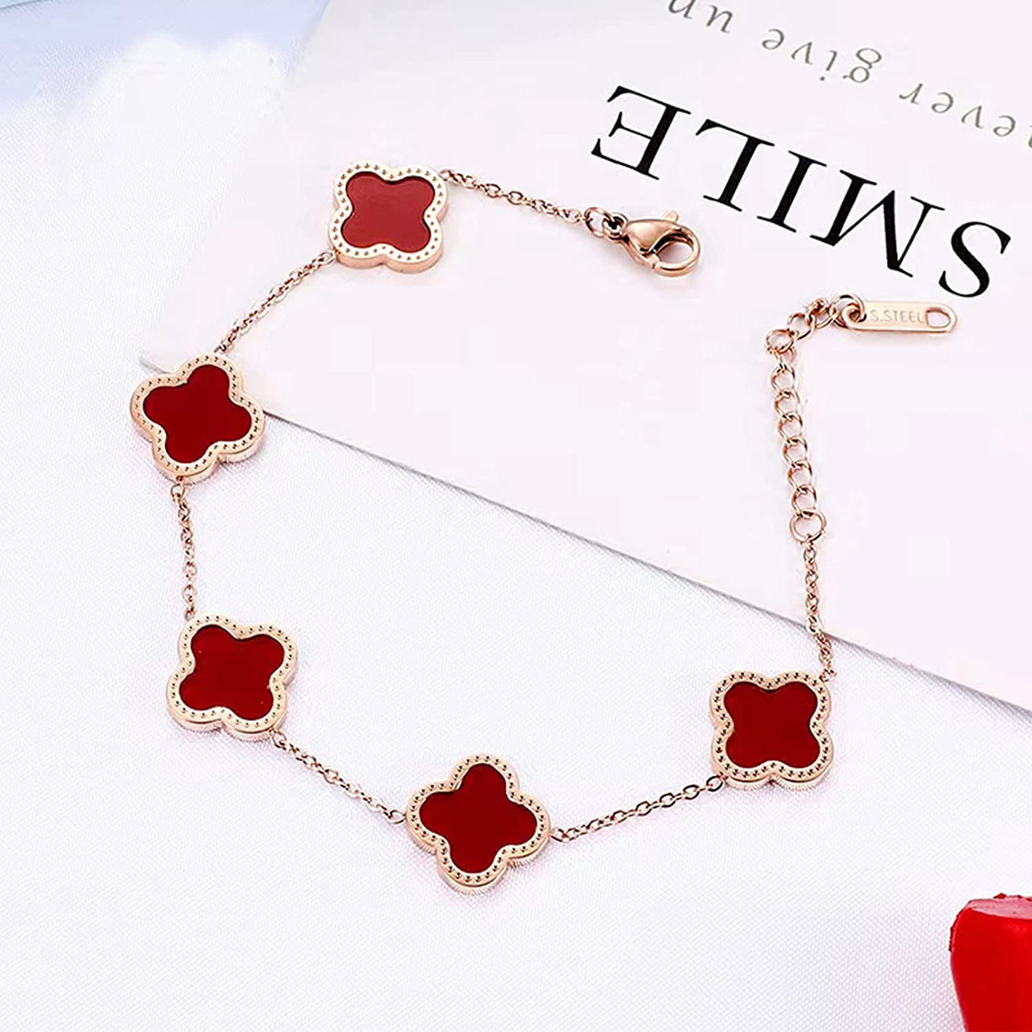 3-Piece Gold Lucky Clover Bracelet Set For Women – 14K Gold Plated, Adjustable, With Pearl & Crystal Charms