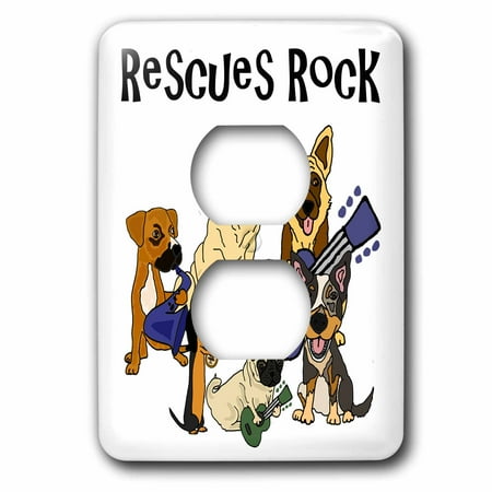 Dachshund Rescue - 3dRose Cool fun Rescue Dogs Rock with pug, Mastiff, Dachshund - 2 Plug Outlet Cover (lsp_260900_6)