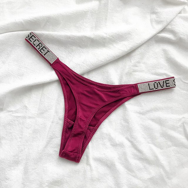 Bragas sexis para mujer, ropa interior con diamantes de imitación de cristal, tangas de gimnasio para Fitness, Tanga de moda de tiro bajo para mujer, lencería Push Up con letra Dengxun unisex