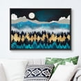 thumbnail image 2 of PixonSign Framed Canvas Print Wall Art Woodland Nursery Decor Teal Granite Mountain Range Forest Nature Wilderness Modern Art Rustic Zen Landscape - 24"x36" Black, 2 of 5