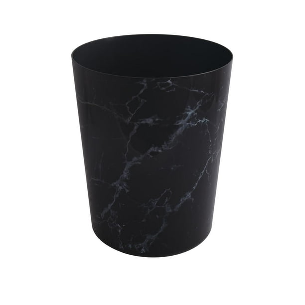 Mainstays 5 Gallon Plastic Office Wastebasket, Black Marble