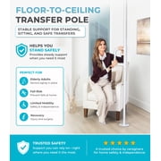 Stander Wonder Pole with Rotating Single Grab Bar, Tension Mounted Floor to Ceiling Transfer Pole for Seniors & Elderly Adults, No-Drill Support Rail with Assist Handle for Home & Bath Safety, White