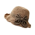 thumbnail image 2 of 2026 Fashion Women Beach Straw Sun Hat Cute Bow Versatile Retro Handmade Hat With Ruffled Bow Summer Foldable Breathable Bucket Hat for Women M Color Brown, 2 of 5