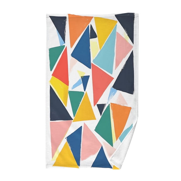 Yayeee 100% Cotton Hand Towels for Bathroom 16" x 28" Soft Absorbent Kitchen Towel, Red Triangles