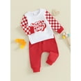 thumbnail image 3 of Suealasg Toddler Boys Valentine's Day Outfits 2Pcs Baby Boys Clothes Set Spring Letter Heart Print Checkerboard Long Sleeve Sweatshirts and Long Pants, 3 of 8