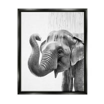 Stupell Industries Elephant Bathroom Splash Animals & Insects Painting Black Floater Framed Canvas Art Print Wall Art, 25 x 31
