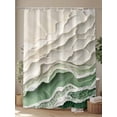 thumbnail image 4 of Abstract Green Shower Curtain, Beige Ocean Wave Oil Painting Style Modern Waterproof Shower Curtain Set with 12 Hooks Lightweight Washable Fabric Shower Curtains for Bathroom 60x72 Inches, 4 of 6