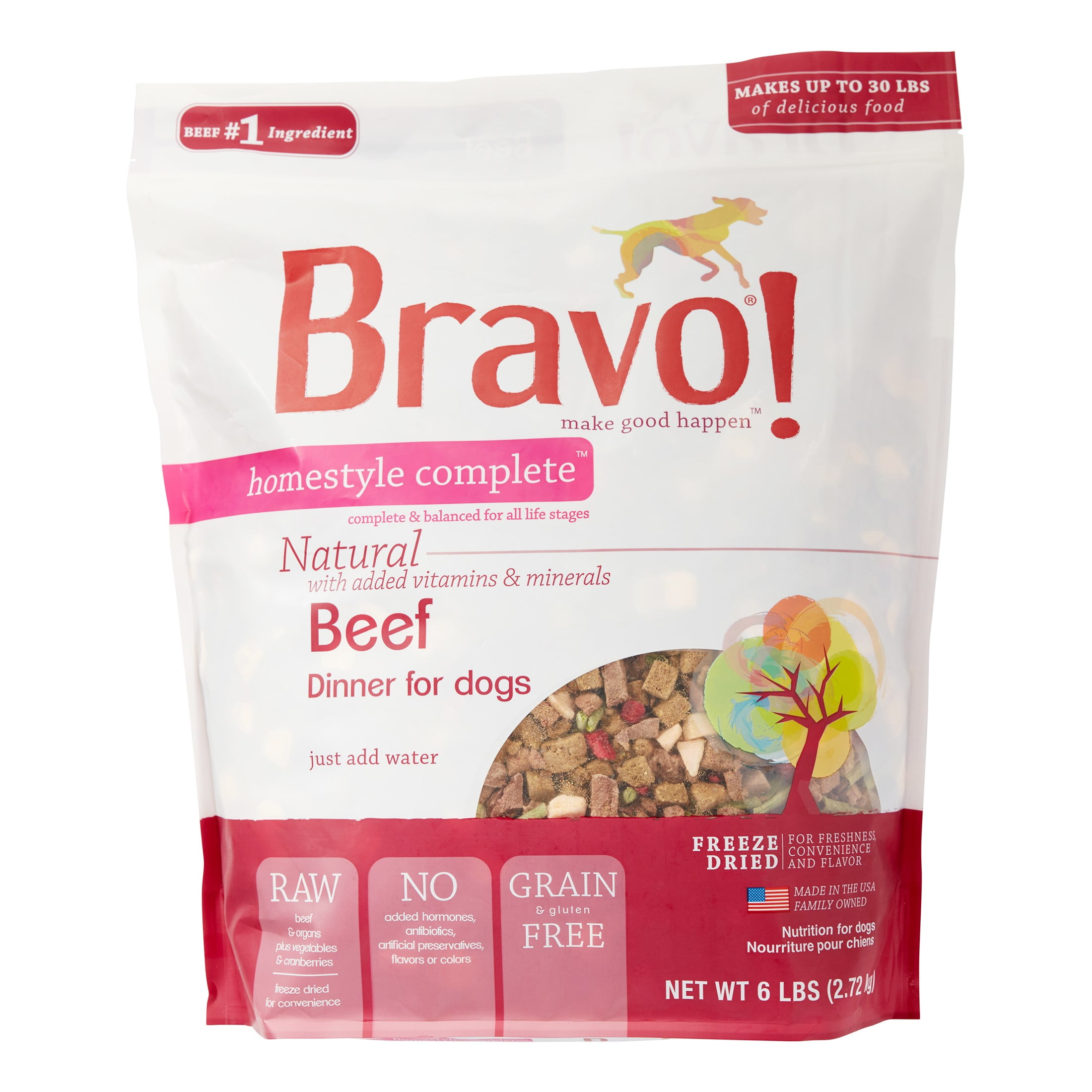 Bravo! Homestyle Complete Grain-Free Beef Dinner Freeze Dried Dog Food, 6 lb - Walmart.com