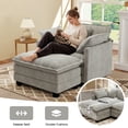 thumbnail image 4 of BedLuxury 41.8” Oversized Accent Chair with Movable Ottoman, Chenille Cloud Armchair for Living Room, Gray, 4 of 9