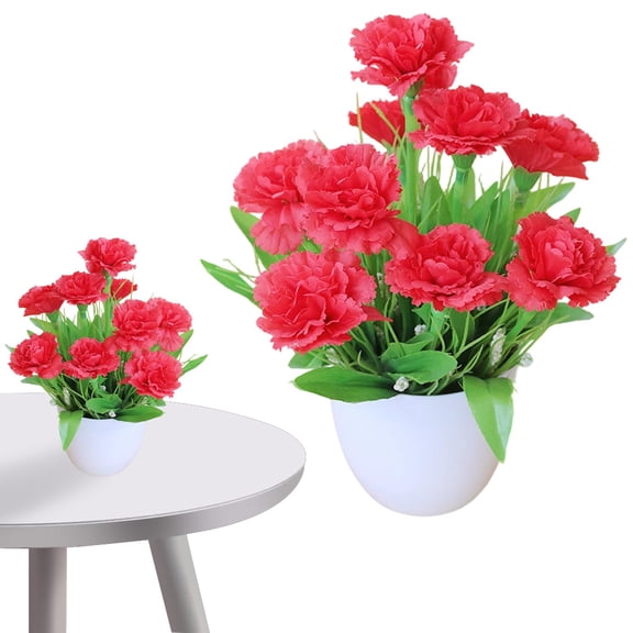 FENGGHAO Mothers Day Artificial Carnation Bouquet Potted Plant Realistic Silk Flowers UV Resistant Bendable Stems Home Decor Wedding Centerpiece