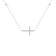 thumbnail image 2 of ANGARA Natural Diamond Sideways Cross Station Necklace in 14K White Gold for Women (Size-2mm| Color-I-J| Clarity-I1-I2) | Anniversary, Jewelry Gift for Women | Natural Diamond Necklace, 2 of 6