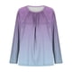 thumbnail image 3 of Mujeres de Manga Larga Tops Casual de Moda Gradiente Impresión Cuello Redondo Plegado Tamaño Superior para Uso Diario Y de Fiesta, 3 of 5