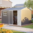 thumbnail image 6 of 10' x 8' Oversized Steel Storage Shed with Window, Lockable Double Doors & Sloped Roof, Heavy Duty Outdoor Garden Shed for Tools, Bikes & Equipment, Dark Gray, 6 of 8