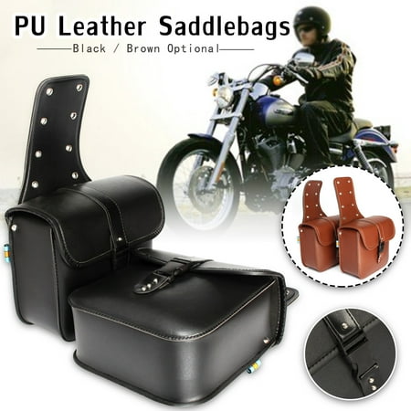 MATCC Motorcycle Saddle Bags Cruiser Side Storage Tool Pouches Motorbike Rider Saddlebag Luggage Pair,Brown