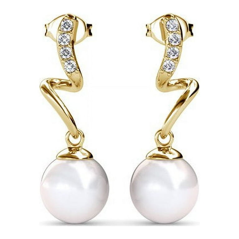 Cate Chloe Ophelia 18k Yellow Gold Plated Shell Pearl Earrings