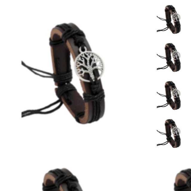 Pulseras de cuero Minnieouse estilo Punk ajustables Retro 10piezas Negro