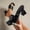Black, variant on Women's Metallic Striped Slide Sandals, Square Toe Open Toe Block Heel Mules for Party & Evening Gold 9.5