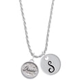 thumbnail image 1 of Delight Jewelry Silvertone Peace - Round Seal Silvertone Script Initial Disc - S - Charm Necklace, 20"+3", 1 of 4
