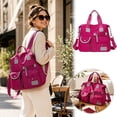 thumbnail image 2 of FSAGAE Multi-Pocket Travel Bag Nylon Tote Lightweight Handbag Rose Red Waterproof Large-Capacity Durable, 2 of 5