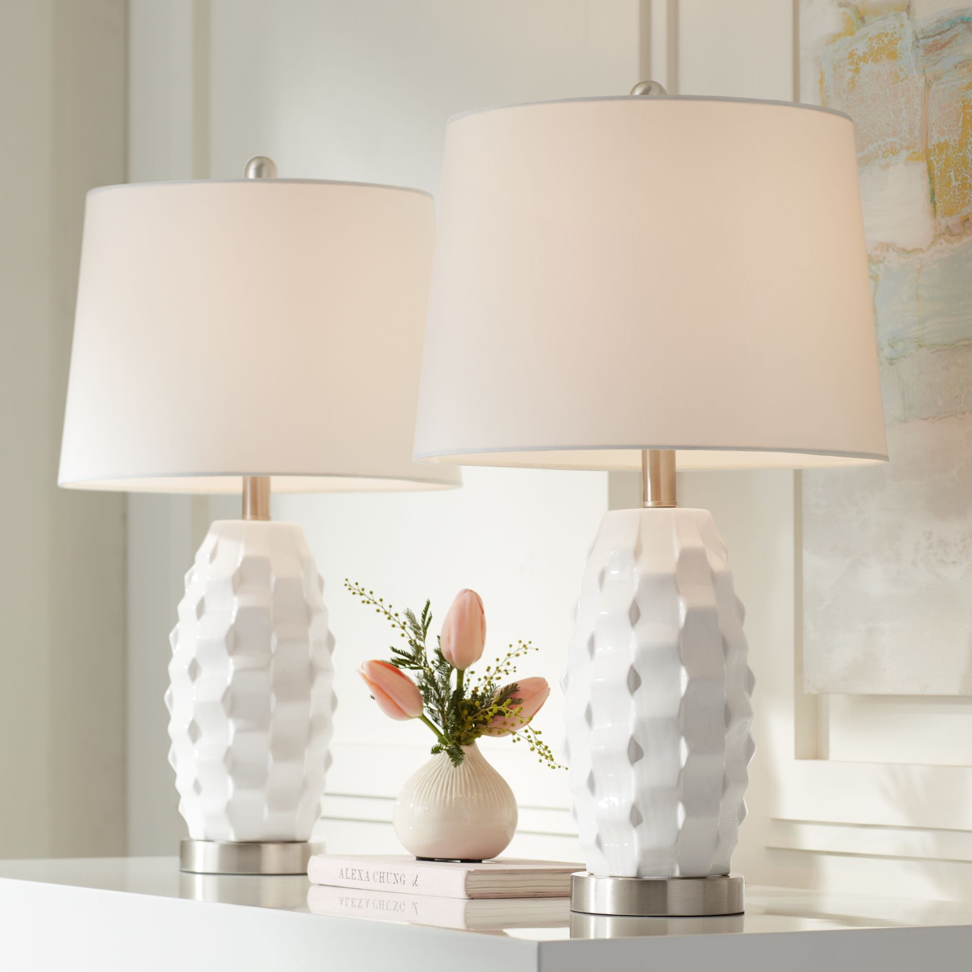 360 Lighting Modern Coastal Accent, Set Of Two Bedside Table Lamps