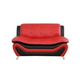 thumbnail image 2 of Aukfa 3 Piece Sofa Set - 60" Upholstered Loveseat Couch for Living Room Bedroom, Leather, Black&Red, 2 of 10