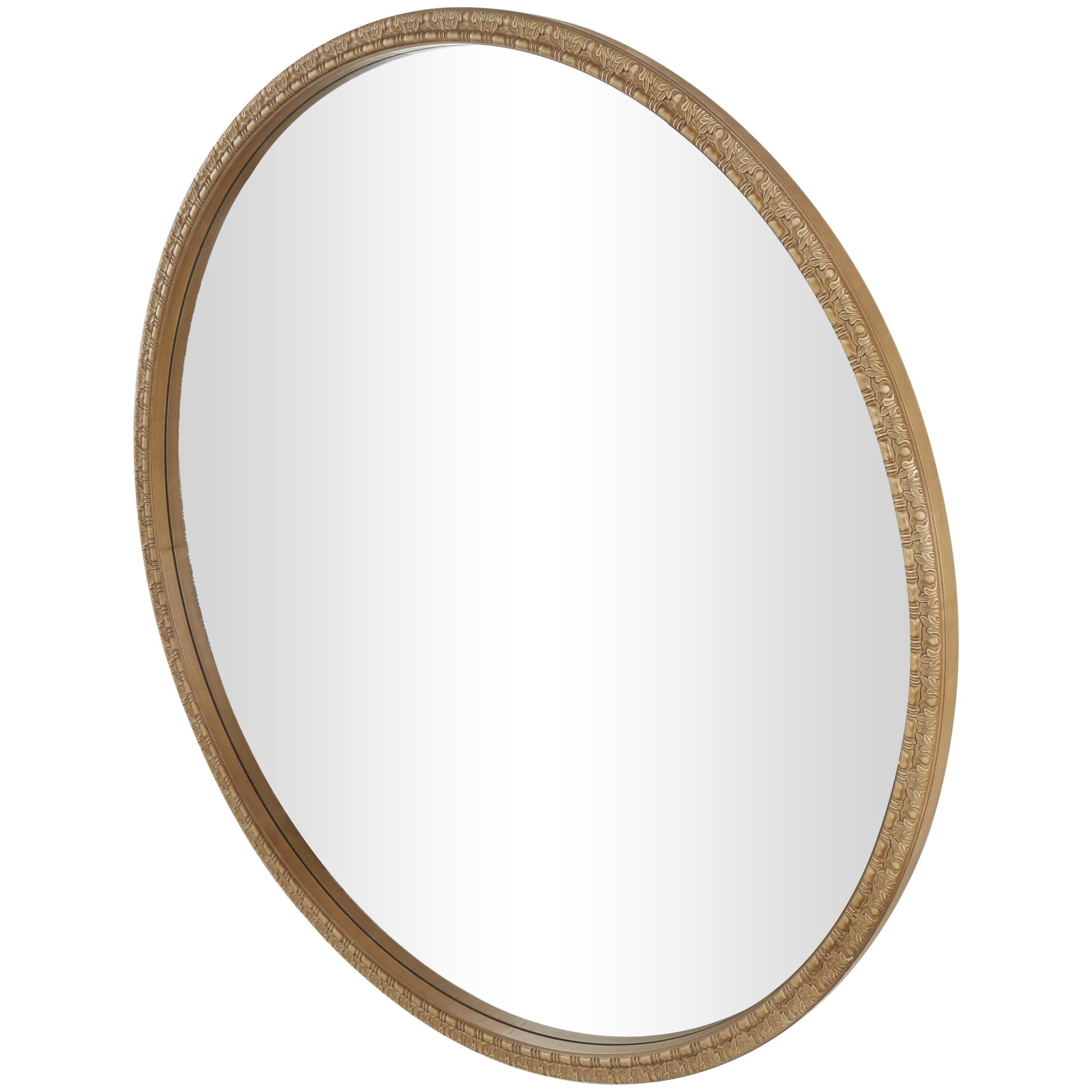 DecMode 47" x 47" Brown Carved Leaf Wall Mirror