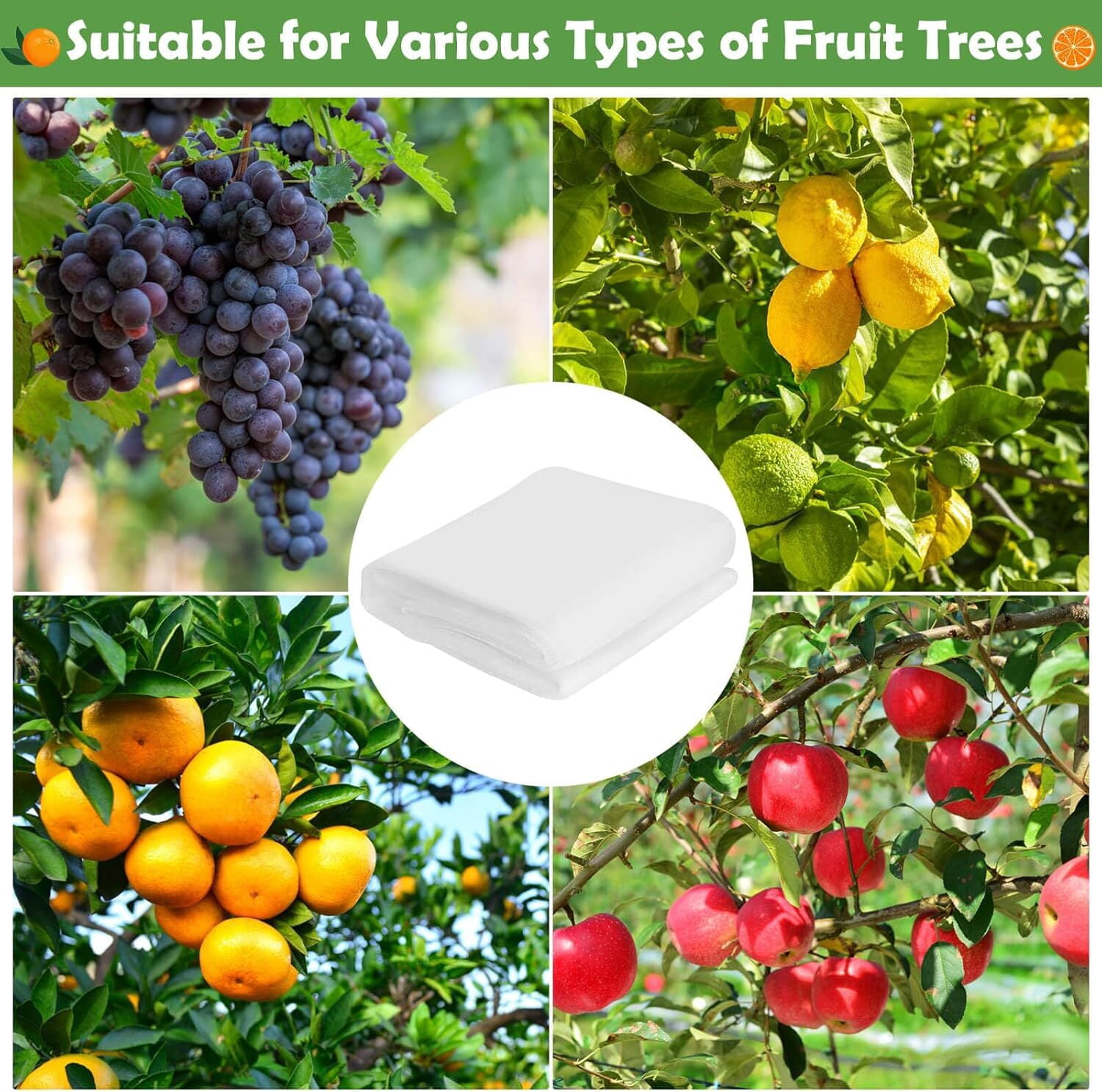 LQQBOX 1 Pack 6.56 x 7.87 FT Fruit Tree Netting Bags Garden Plant Protector with Zipper and Drawstring Blueberry Bushes Netting Covers Plant Protection Mesh Net Bags from Insect Bug Cicada