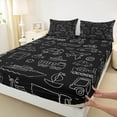 thumbnail image 3 of Feelyou Kawaii Streamship Aircraft Full Size Sheets, Cute Truck Car Bed Sheets, Black Cartoon Vehicle Sheet Sets, Lightweight Room Decor, 4 Pieces, 3 of 7