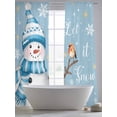 thumbnail image 4 of Blue Snowman Christmas Sheer Curtains 108 Inch Length 2 Panels Set, Xmas Snowflake Birds Voile Window Treatment Semi Sheer Long Curtains Drapes for Bedroom/Living Room/Kitchen 52"x108"x2, 4 of 7