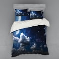 thumbnail image 2 of Ambesonne Space Bedding Set 3 Pcs, Moon Clouds Stars Night, Twin XL, Dark Blue White, 2 of 3