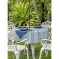thumbnail image 3 of Outdoor Tablecloth with Umbrella Hole for Patio/Picnic/Party/Camping, Rustic Haze Blue Waterproof Table Cloth Round Cover Washable, Farmhouse Vertical Striped Art (Dia 54"), 3 of 9