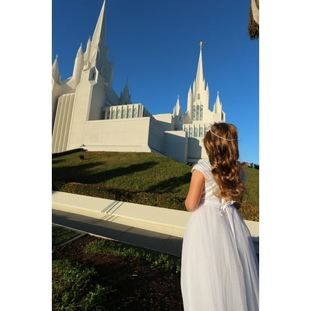 Mormon Temple Charm Canvas Print Girl Chilb Mormon Praying Angel San Diego Temple Stretched Canvas 10 x 14 ()