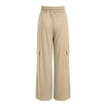 thumbnail image 5 of zaveiop Wide Leg Cargo Sweatpants for Women Baggy Drawstring High Waisted Jogger Loose Comfy Athletic Pants with Pockets (Z1-Khaki, M), 5 of 7