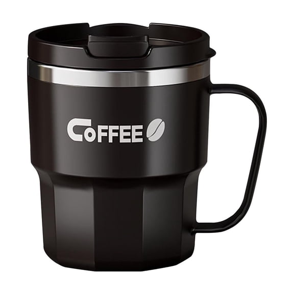 HBBKVI Double-Wall Vacuum Insulated Stainless Steel Mug, 400ml Leak-Proof Travel Tumbler with Handle for Hot & Cold Drinks, Home Office Commute