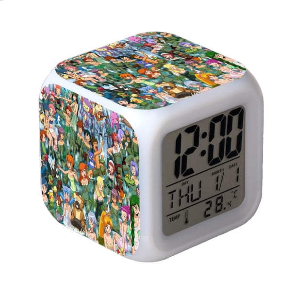 HANNTAOO Reloj despertador LED con diseño de Pokémon, creativo reloj de mesa, reloj digital electrónico brillante y colorido para adultos, niñas y niños, juguete para regalo de cumpleaños HTNL#352