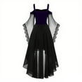 thumbnail image 5 of WTOBBY Women's Cold Shoulder Gothic Dress Solid Color Chiffon Butterfly Sleeve Plus Size Irregular Hem Halloween Party Costume Dress,Purple XL, 5 of 5