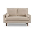 thumbnail image 6 of 57 Inch Wide Upholstered Two Cushion Loveseat w/ Bolster Pillows in Beige Velvet, 6 of 14