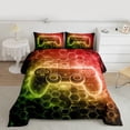 thumbnail image 2 of Manfei Boys Gaming Gamer Bedding Comforter Set 2pcs, Gradient Game Console Twin Comforter Sets, Black Gold Orange Honeycomb Bedding Set, Ultra Soft Home Decor, 2 of 8