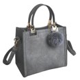 thumbnail image 1 of Bolso de mano para mujer, bolso con asa superior, bolso de hombro tipo bandolera con colgante de pompón, 1 of 7