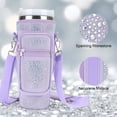 thumbnail image 2 of APHISON Water Bottle Carrier, Bling Rhinestone, Adjustable Shoulder Strap, Neoprene Sleeve with 2 Pockets for Hiking and Travel - Purple With Pouch, 2 of 6