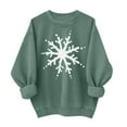 thumbnail image 2 of SYMOID Womens Green Snowflake Sweatshirt, Vintage Christmas Cotton Sweatshirt, Loose Fit Crew Neck Long Sleeve, Size S-XXL,Size L, 2 of 6