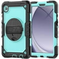 thumbnail image 6 of 3 Layer Case for Samsung Galaxy Tab A9 8.7" 2023 SM-X110 / SM-X115, for Kids Heavy Duty Protective Case with Screen Protector & Stylus Holder & 360 Rotating Stand Hand/Shoulder Strap, Mint+Black, 6 of 10