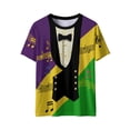 thumbnail image 2 of Cutuoiiu Unisex Carnival Printed Round-neck Short Sleeve Mardi Gras T-Shirts Gifts, 2 of 8
