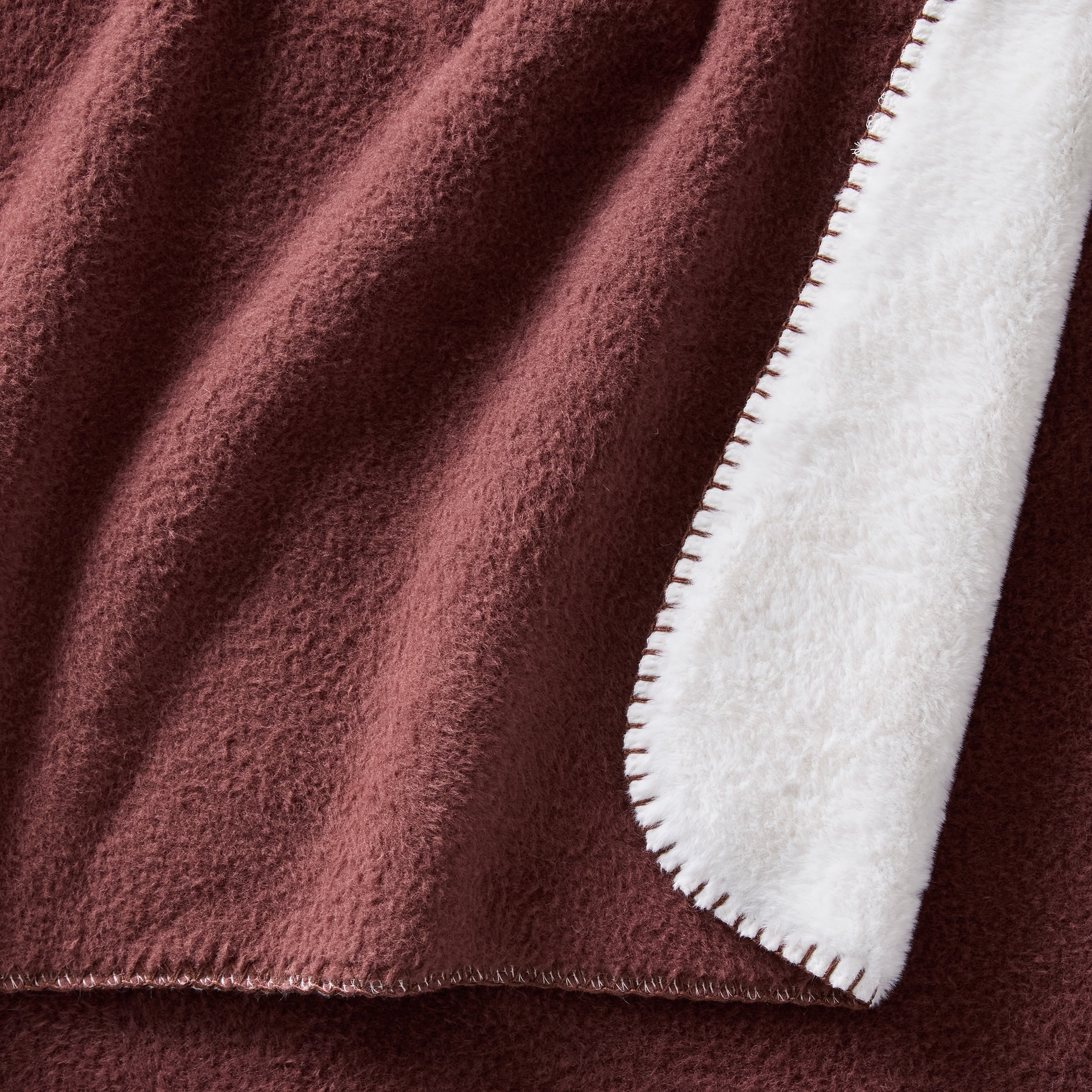 Better Homes & Gardens Rich Cocoa Faux Wool Reverse to Faux Fur Throw, 50" x 72"