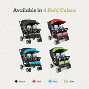 Foundations Gaggle Compass 4-Seat Quad Stroller, Reclining Seats with Canopy, Red