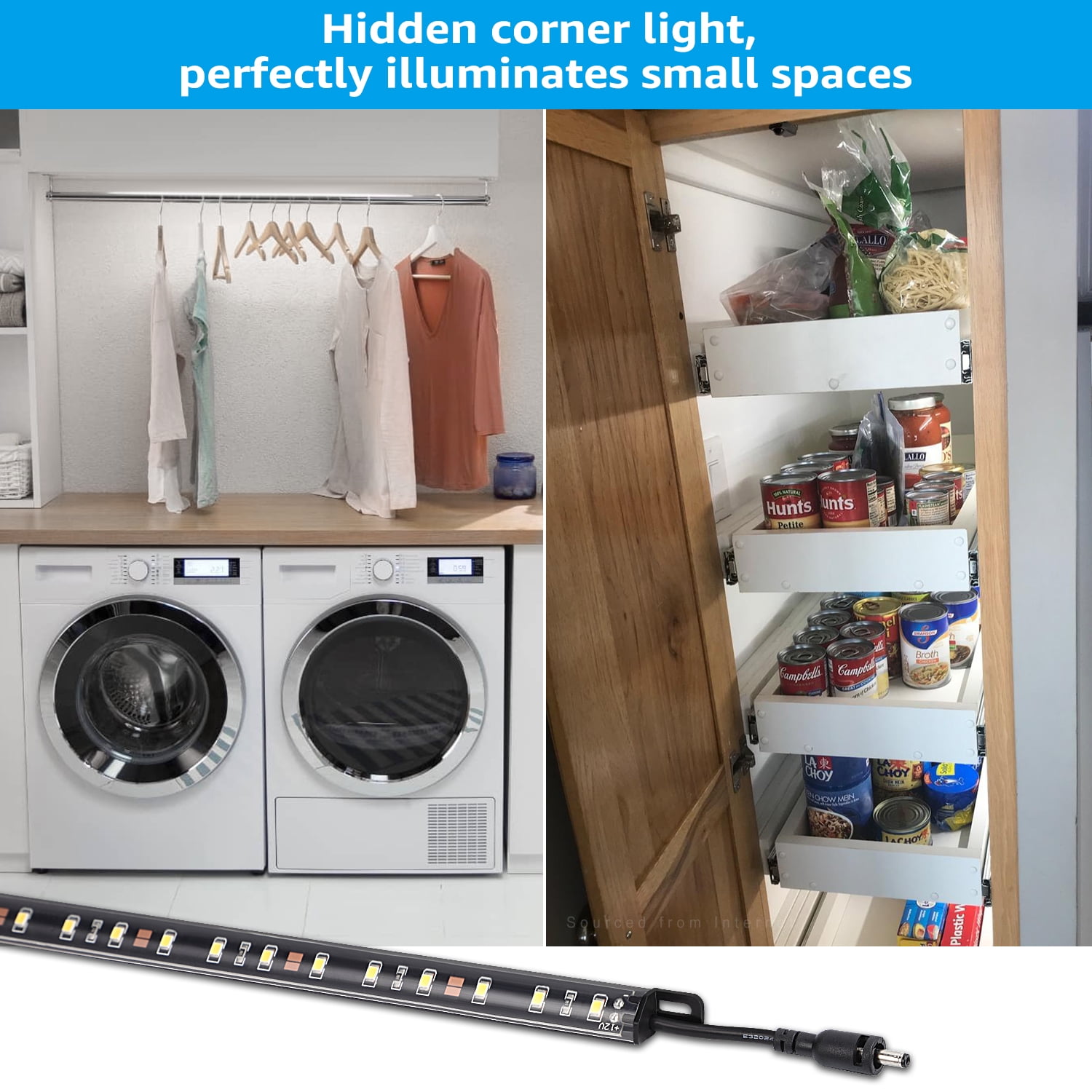 LED Safe Lighting Kit, (6) 12 Inch Linkable Light Bars + Motion Sensor, for Under Cabinet, Gun Safe, Locker, Closet, Under Counter, Shelf, Showcase, 5000K Daylight